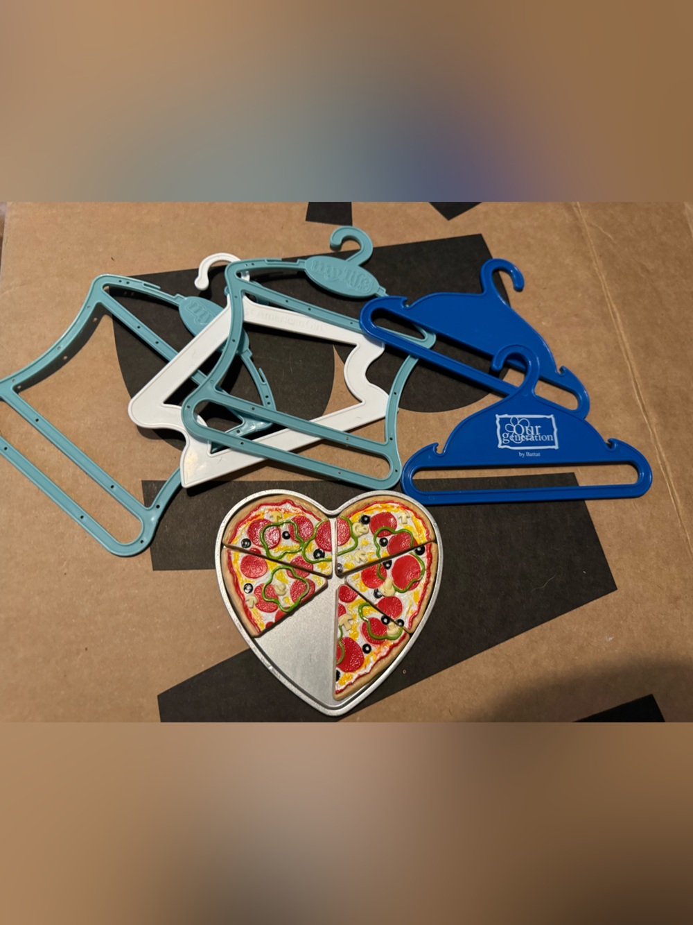 American Girl Doll large heart shaped pizza pan & hangers